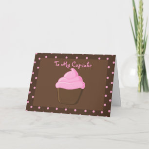 Brown and Pink Cupcake Valentine's Day Card