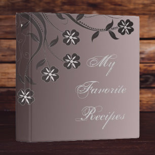 Brown and Pink Floral Swirl Recipe Book Binder