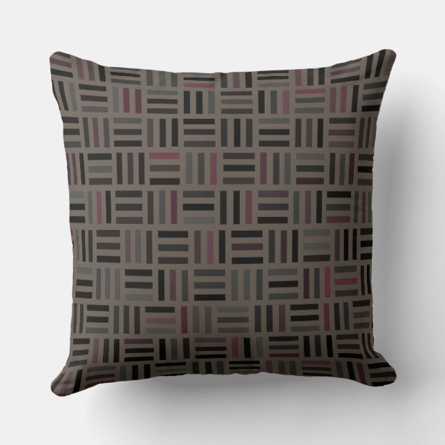 Brown and Pink Geometric Throw Pillow (Back)