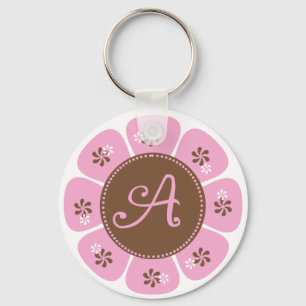 Brown and Pink Monogram A Keychain