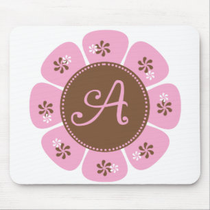 Brown and Pink Monogram A Mouse Pad