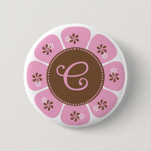 Brown and Pink Monogram C 2 Inch Round Button