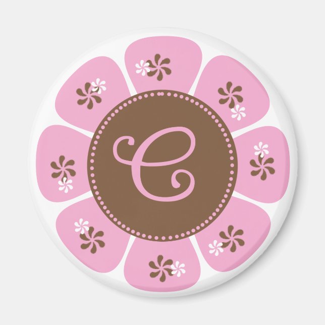 Brown and Pink Monogram C Magnet (Front)