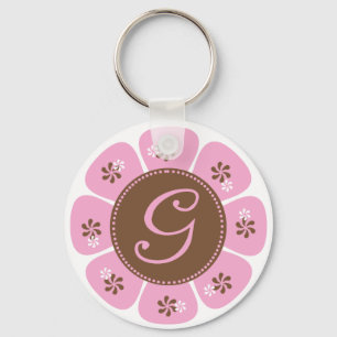Brown and Pink Monogram G Keychain