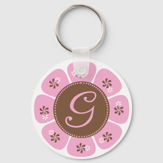 Brown and Pink Monogram G Keychain (Front)