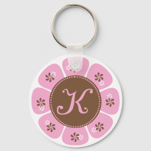 Brown and Pink Monogram K Keychain