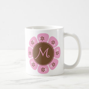 Brown and Pink Monogram M Coffee Mug