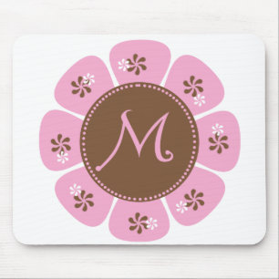 Brown and Pink Monogram M Mouse Pad