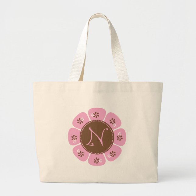 Brown and Pink Monogram N Large Tote Bag (Front)