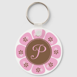 Brown and Pink Monogram P Keychain