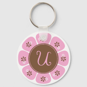 Brown and Pink Monogram U Keychain