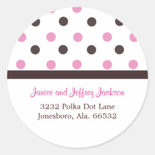 Brown and Pink: Polka Dot Address Sticker