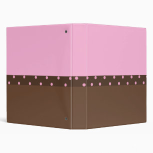 Brown and Pink Polka Dot Binder