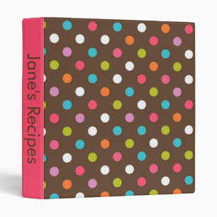 Brown and Pink Polka Dot Recipe Book Binder