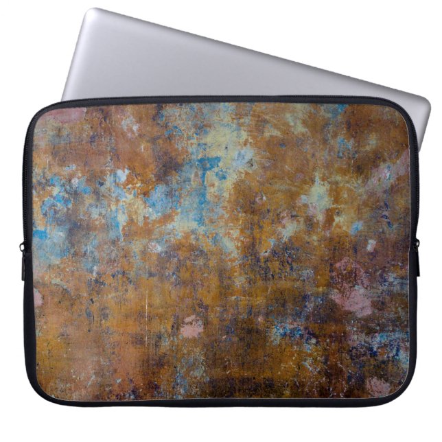 Brown and pink wooden surface laptop sleeve (Front)