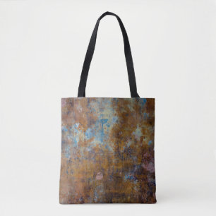 Brown and pink wooden surface tote bag