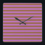 Brown and Purple Stripes Square Wall Clock<br><div class="desc">Abstract digital art of brown and purple stripes</div>