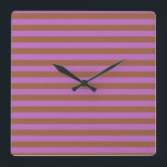 Brown and Purple Stripes Square Wall Clock<br><div class="desc">Abstract digital art of brown and purple stripes</div>