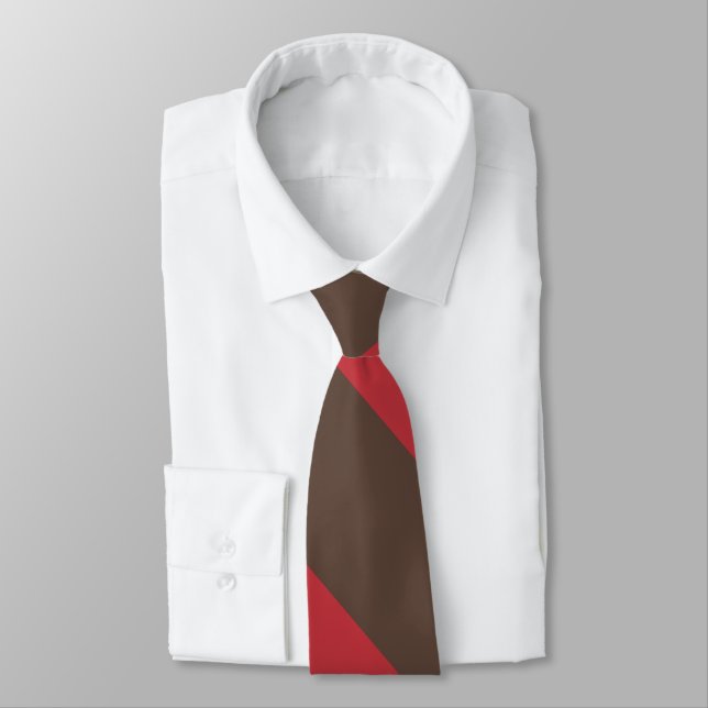 Brown and Red Broad University Stripe Tie (Tied)