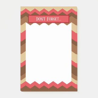 Brown and Red Chevron Pattern Reminder Post-it Notes