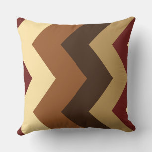 Brown and Red chevron Pattern Throw Pillow