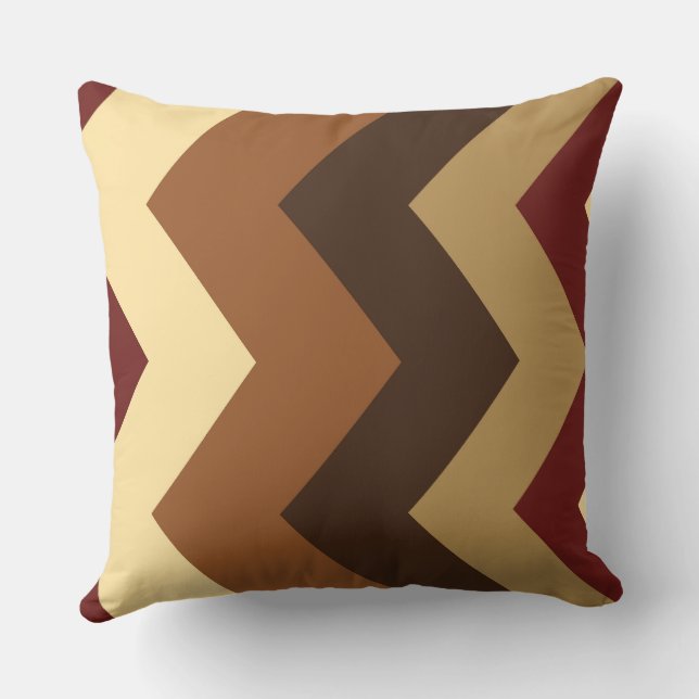 Brown and Red chevron Pattern Throw Pillow (Back)