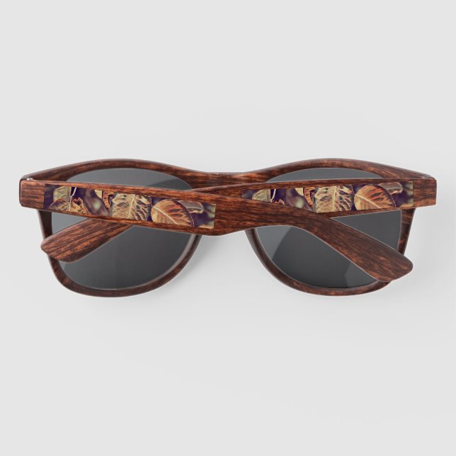 Brown and red fall leaf painting sunglasses (Back)