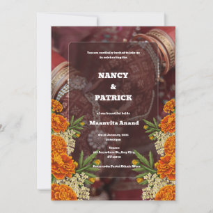 Brown and Red Minimalist Mehendi Invitation