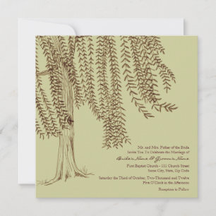 Brown and Sage Willow Tree Wedding Invitation