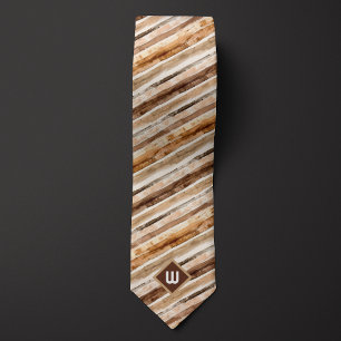 Brown and Sand Watercolor Striped Tie