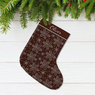 Brown and Silver Personalized Large Christmas Stocking