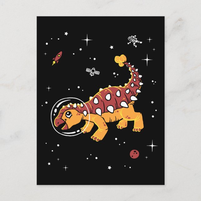 Brown And Tan Ankylosaurus Dinos In Space Postcard (Front)