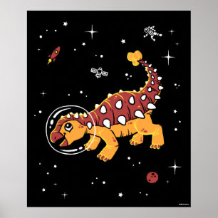 Brown And Tan Ankylosaurus Dinos In Space Poster