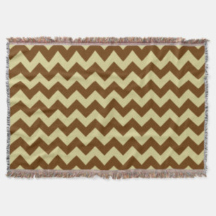Brown and Tan Chevron zigzag pattern Throw Blanket