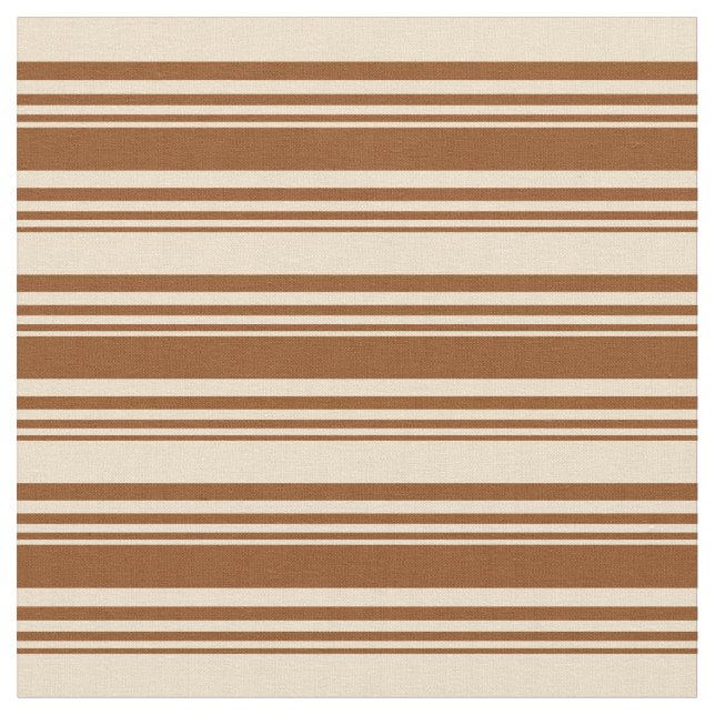 Brown and Tan Coloured Pattern of Stripes Fabric (Close Up)