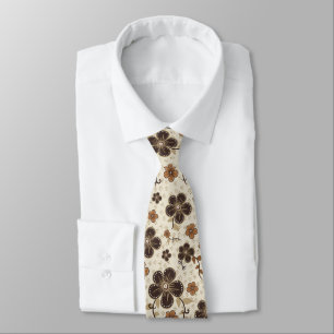 Brown and Tan Faux Embroidery Tie