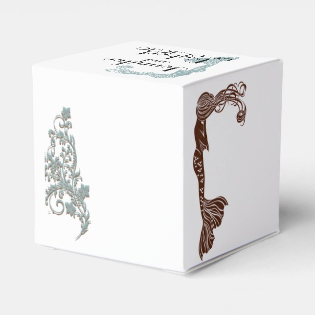 Brown and Teal Art Deco Wedding Favour Box (Back Side)