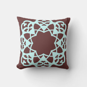 Brown and teal decrorative pillow