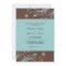 Brown and Teal Floral Swirls Wedding Invitation