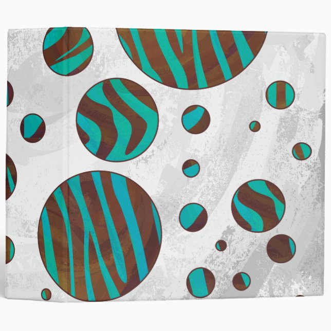 Brown and Teal Polka Dot Zebra Binder (Front/Spine)