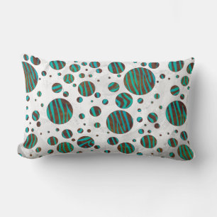 Brown and Teal Polka Dot Zebra Lumbar Pillow
