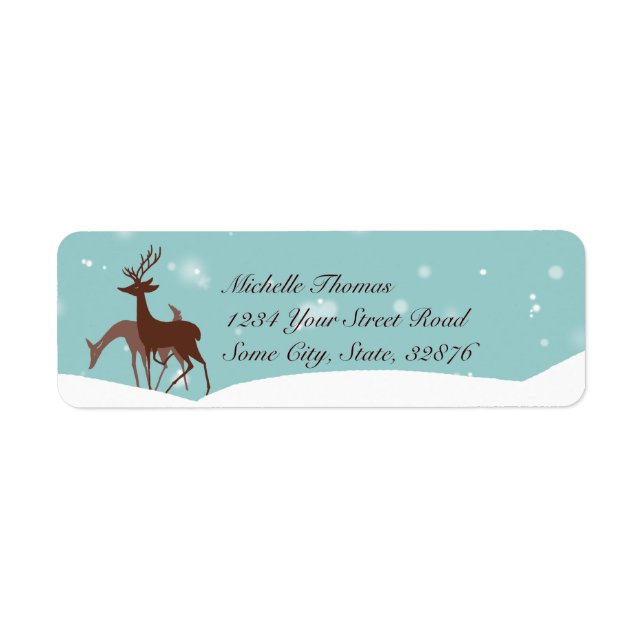 Brown and Teal Winter Deer in Snow (Front)