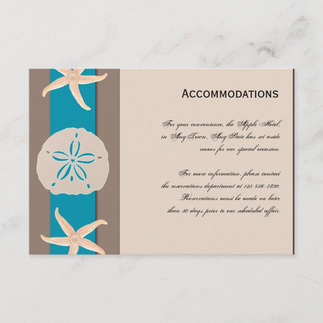 Brown and Turquoise Band Starfish Accomodations Enclosure Card (Front)