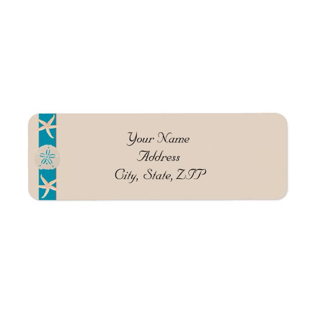 Brown and Turquoise Band Starfish Return Address (Front)