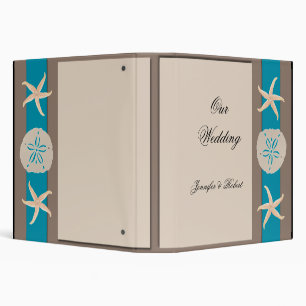 Brown and Turquoise Band Starfish Wedding Album Binder