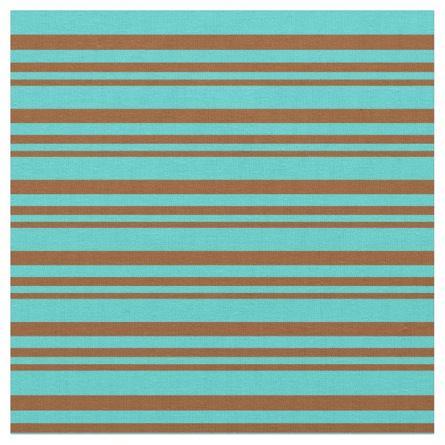 Brown and Turquoise Lines Fabric (Close Up)