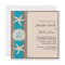 Brown and Turquoise Starfish Wedding Invitation