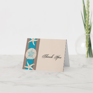 Brown and Turquoise Starfish Wedding Thank You Card