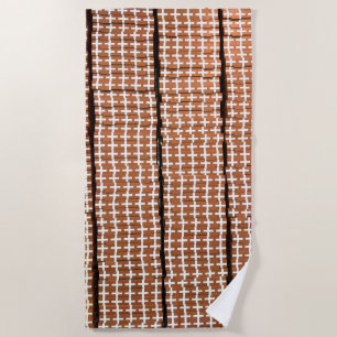 Brown and White Abstract Beach Towel