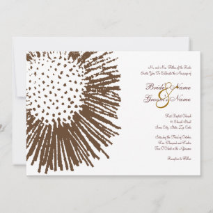 Brown and White Abstract Floral Wedding Invitation